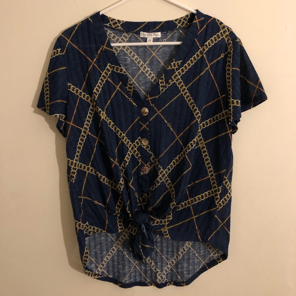 Blue Tie Up Blouse